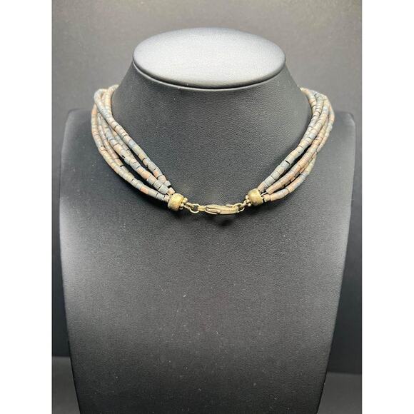 Multi-string Beaded 3 Gemstone Necklace - Picture 6 of 6